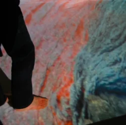 Floor projection of flowing lava, as part of 'Landmarks and Lifeforms' exhibitions. floor projection of flowing lava, as part of landmarks and lifeforms exhibitions.